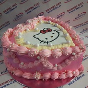 Heart shape Hello Kitty vintage buttercream anniversary, birthday cake for girl  or woman