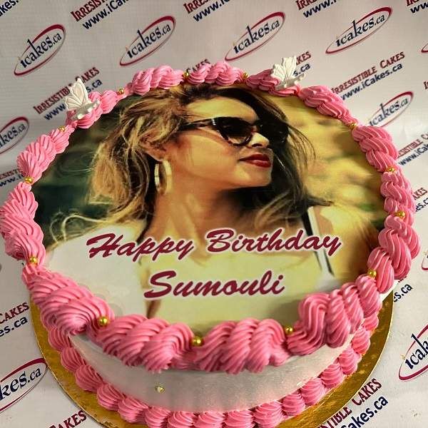 Sumouli Full Face, Photo Picture Buttercream Birthday Cake For Woman or Girl