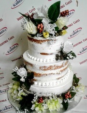 Rustic, Semi Naked, Buttercream Silk Roses Wedding Cake