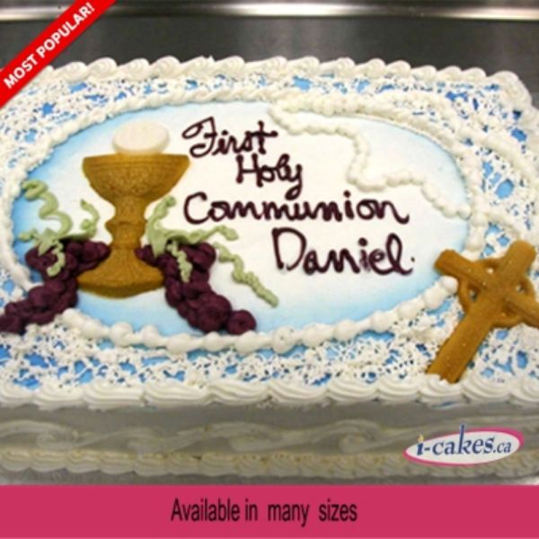 Religious Buttercream Slab For Communion, Confirmation, Or Baptism Religious Cake