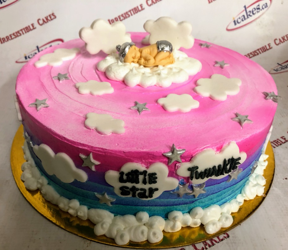 Little Star, Cloud Buttercream Gender Reveal/Baby Shower Cake