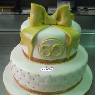 Two Tier Fondant 50th Anniversary Cake