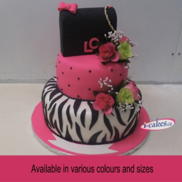 2 Tier Animal Print And Purse Bridal Shower Cake For Woman