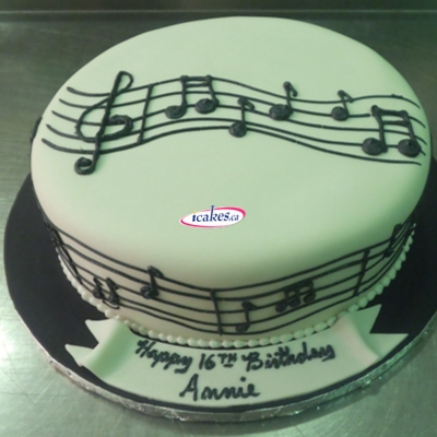 Music Notes Fondant Sweet Sixteen Cake