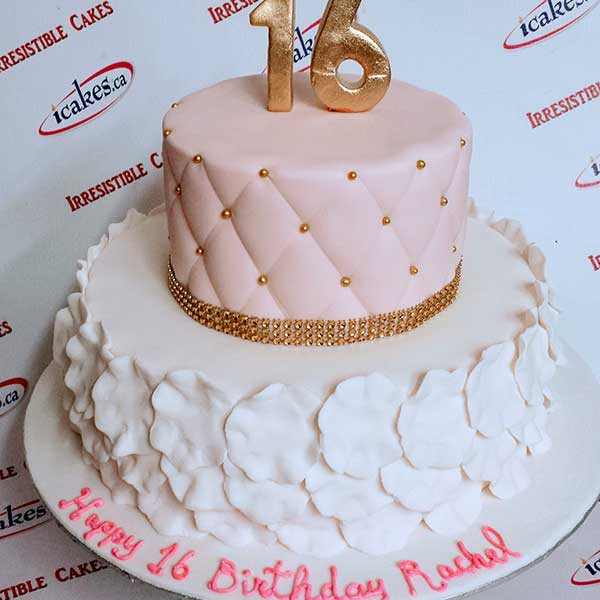 2 Tier Rose Petal Sweet Sixteen Cake