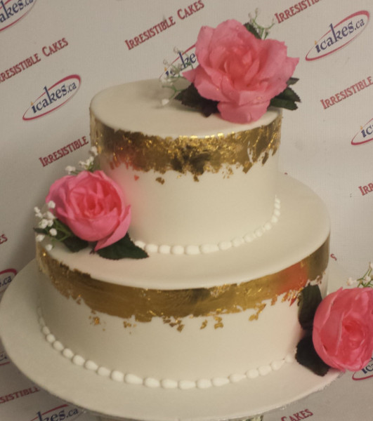 2 Tier Gold Flakes Bridal Shower Cake