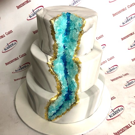 Geode Amethyst Cake Marble Turquoise Rock Candy Gold Leaves Fondant Exclusive Wedding Cake From Irresistible Cakes