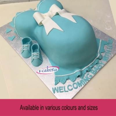 Welcome Baby Tummy Shape Fondant Boy/Girl Baby Shower Cake