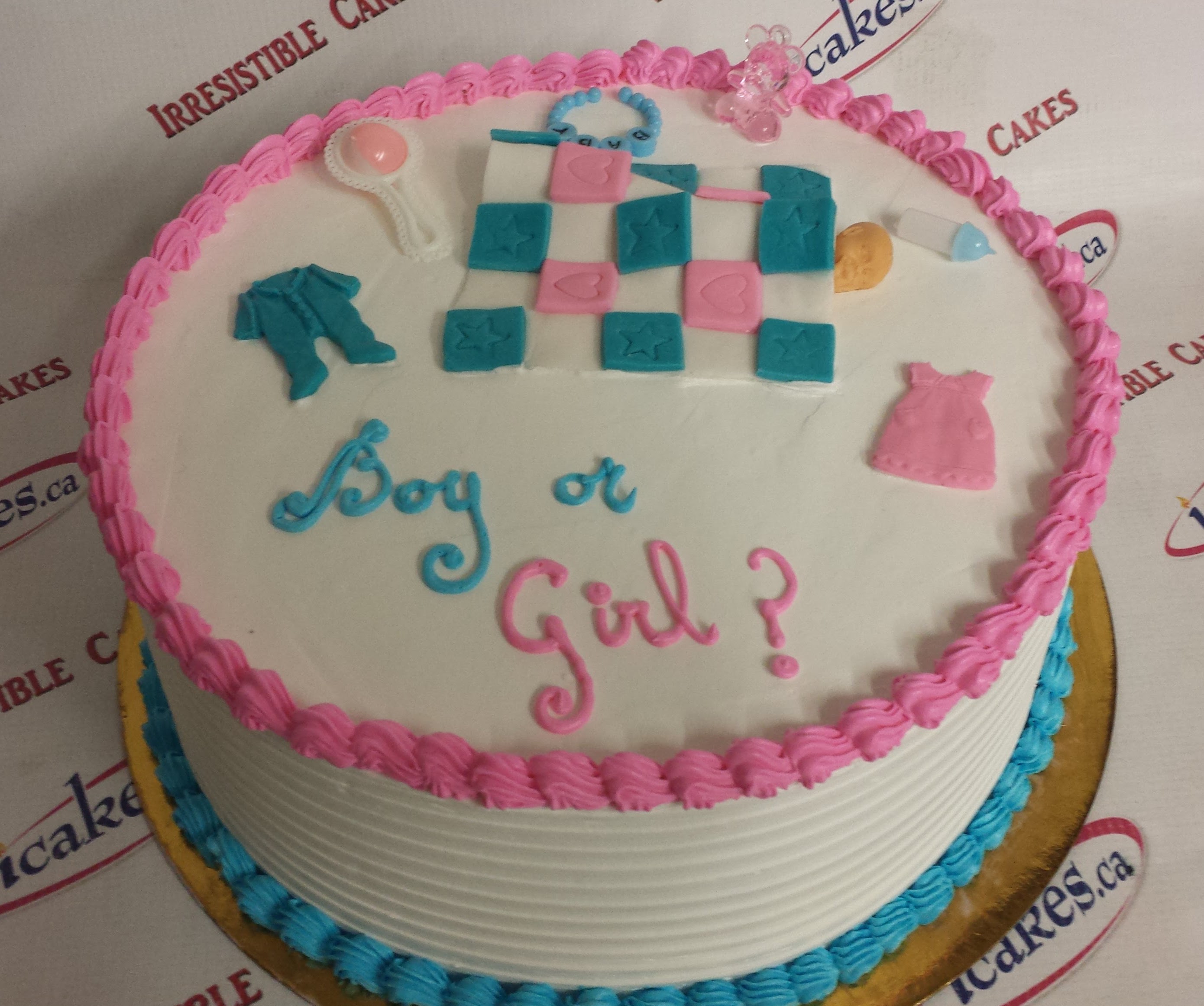 Gender Reveal Buttercream Sleeping Baby Shower Cake