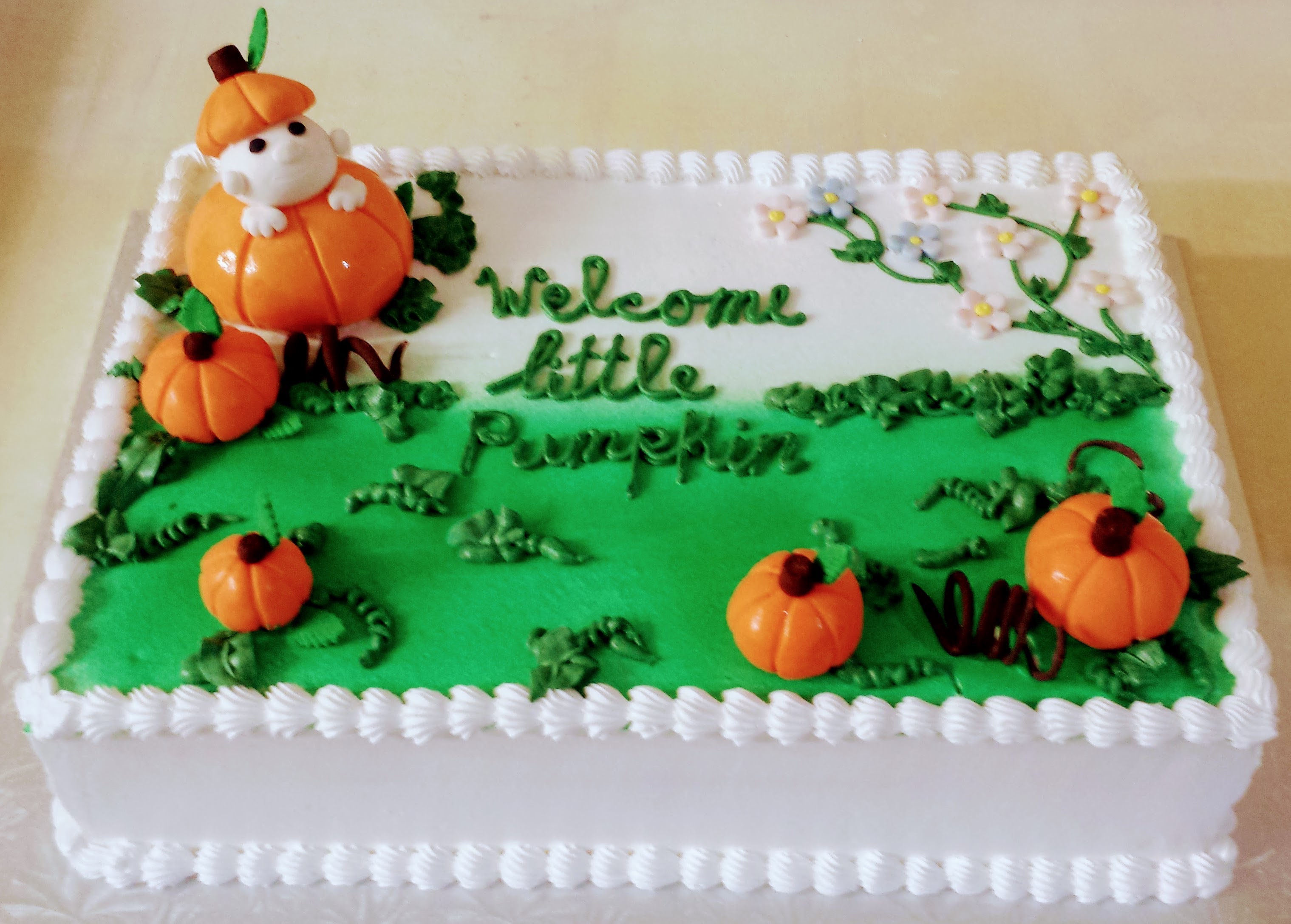 Pumpkin Slab Buttercream Baby Shower Cake