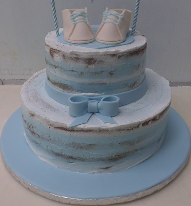 Rustic, Semi Naked, Baby Booties, Buttercream, 2 Tier Baby Shower Cake For Girl/Boy