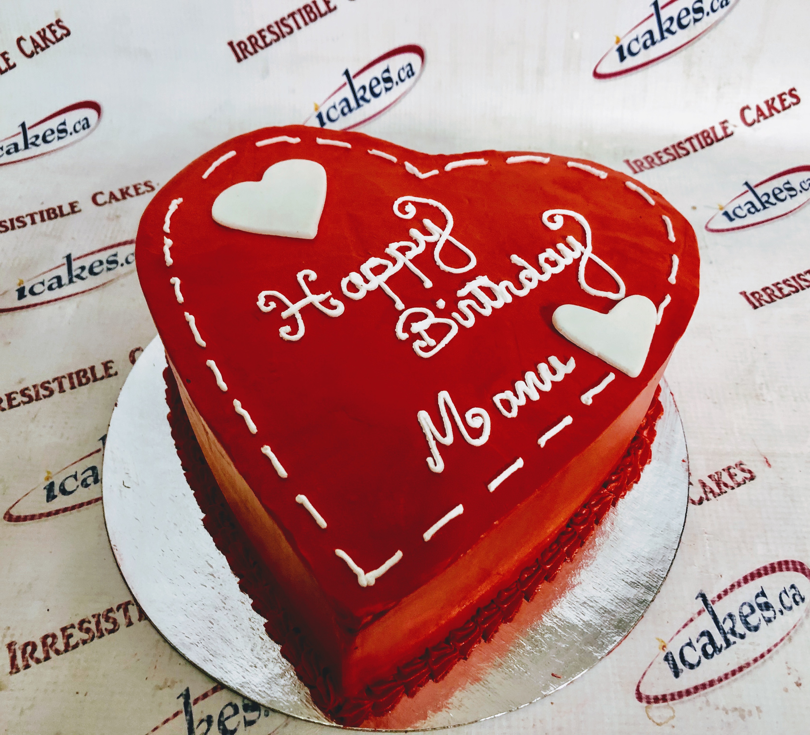 Heart Shape Colour Base Buttercream Birthday Cake For Woman