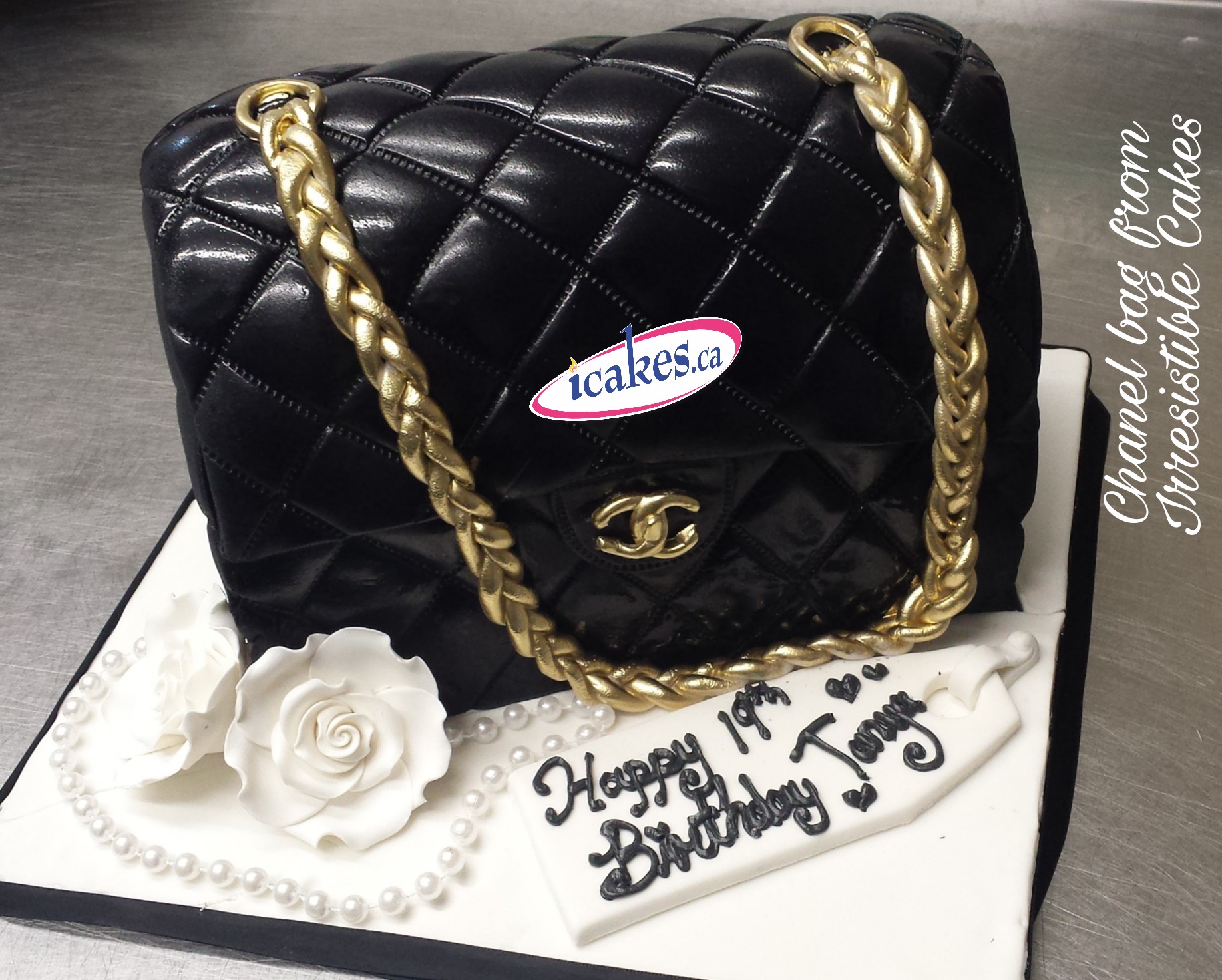 Chanel Bag/Purse, Edible Flowers Birthday Cake For Woman/Girl