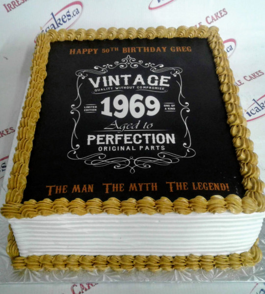 Vintage Dude, Full Page Picture, Buttercream Birthday Cake For Man