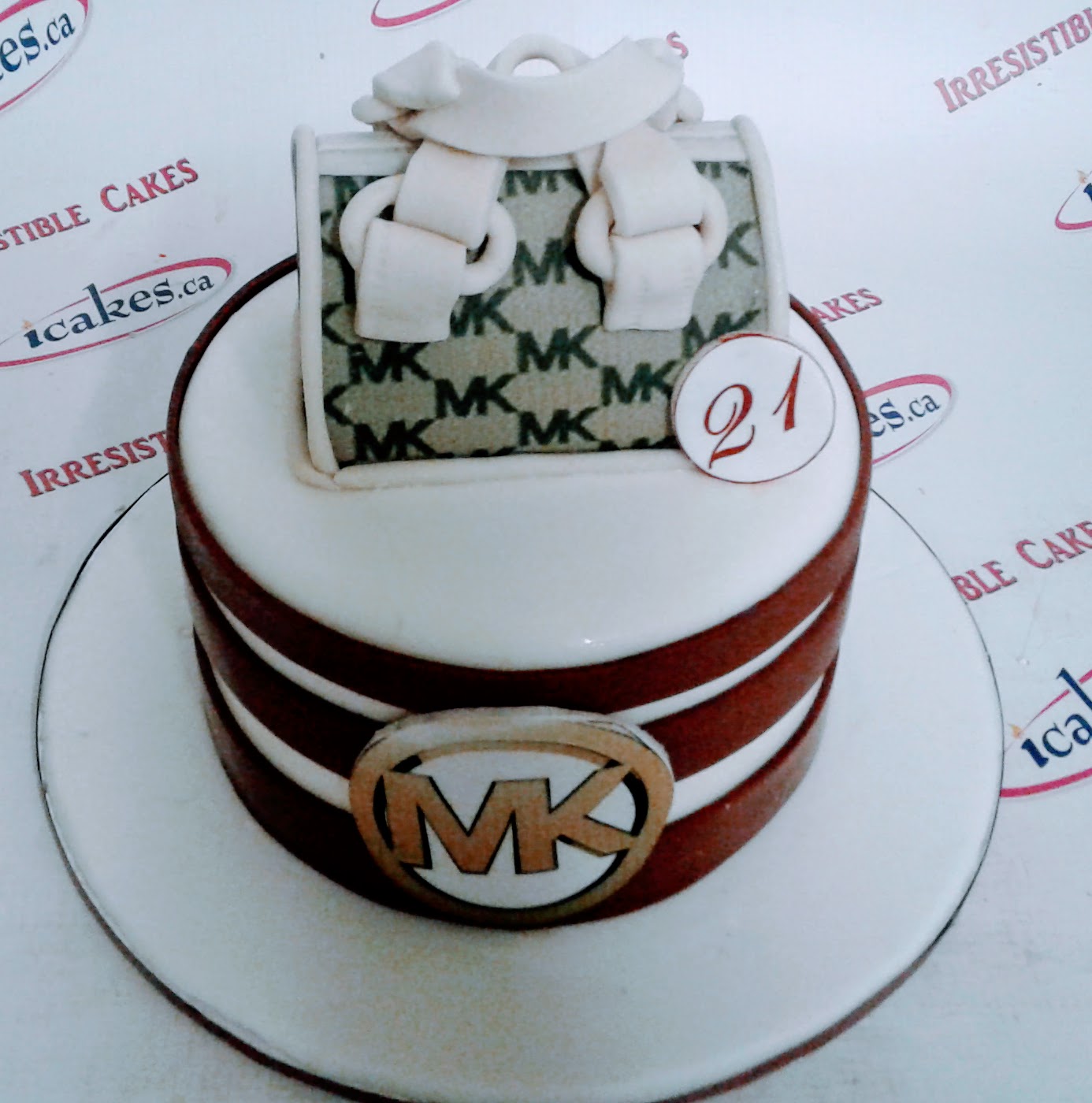 MK, Michael Kors Purse/Bag Logo Fondant Birthday Cake For Woman