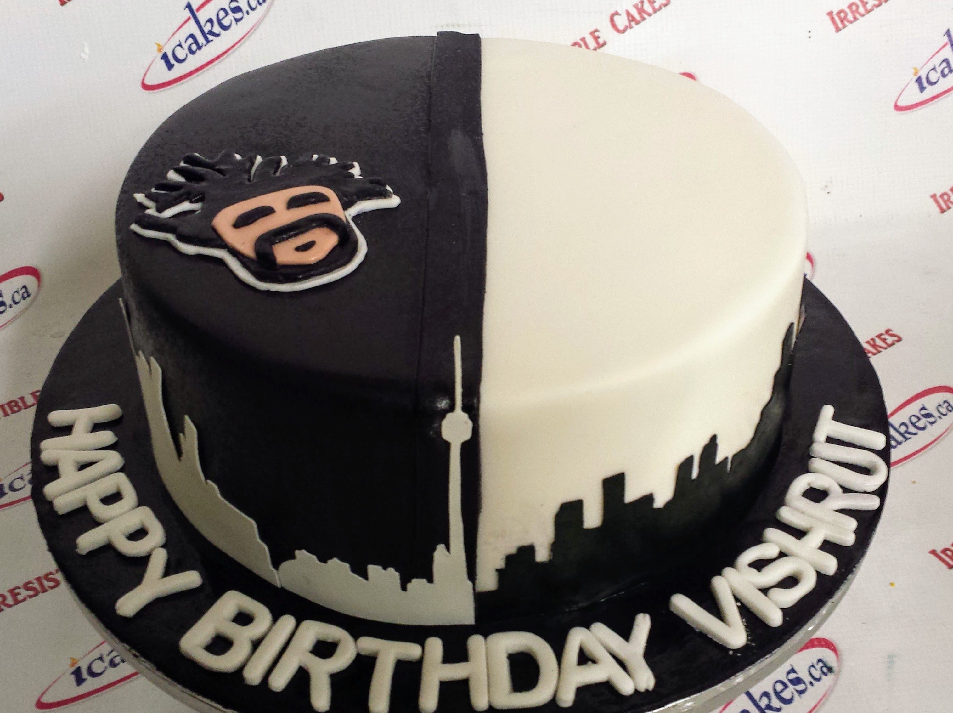The Weeknd, Toronto City Silhouette, Black And White Birthday Cake For Man/Woman/Boy/Girl