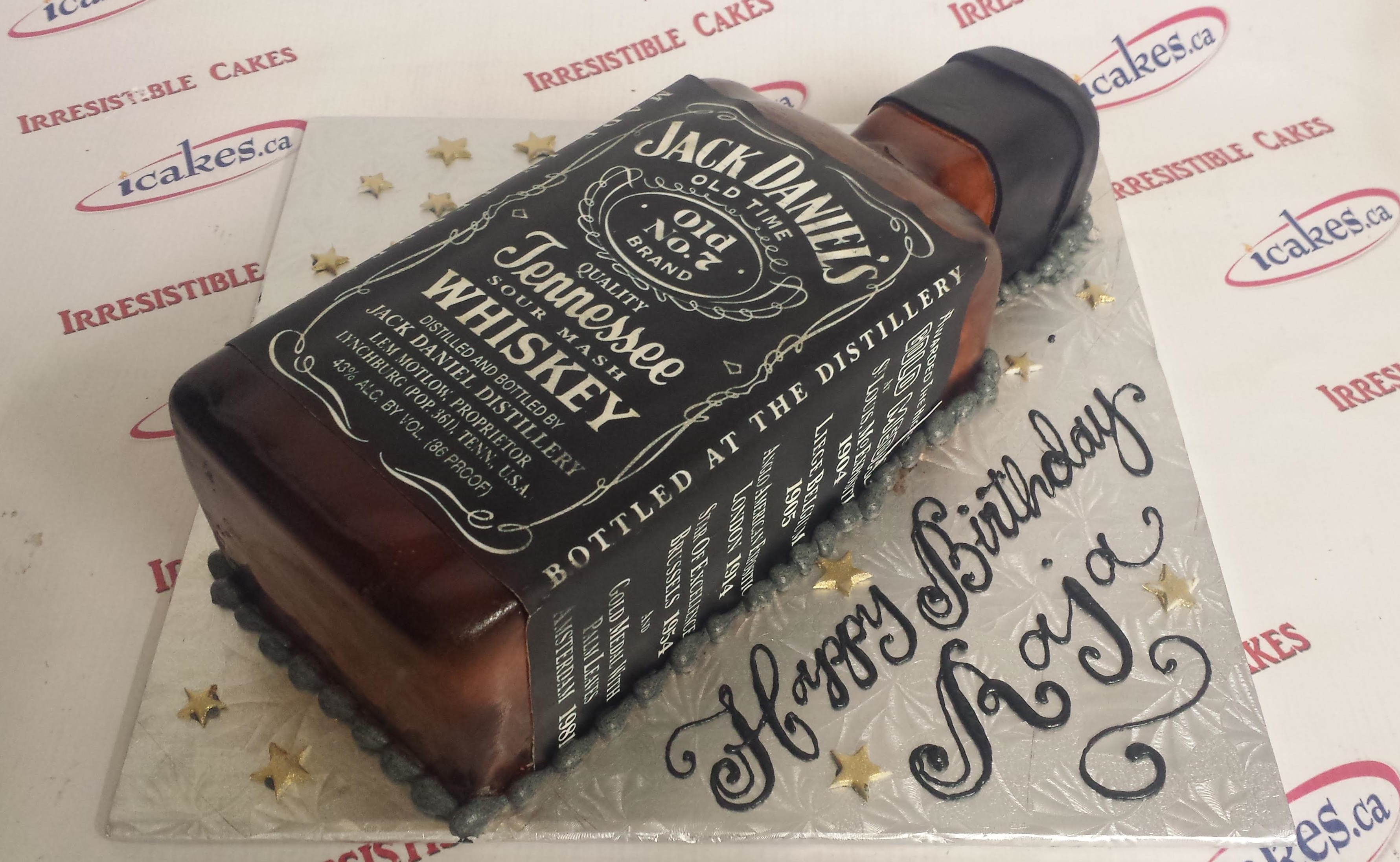 Jack Daniels Bottle, Fondant Shape Cake For Man