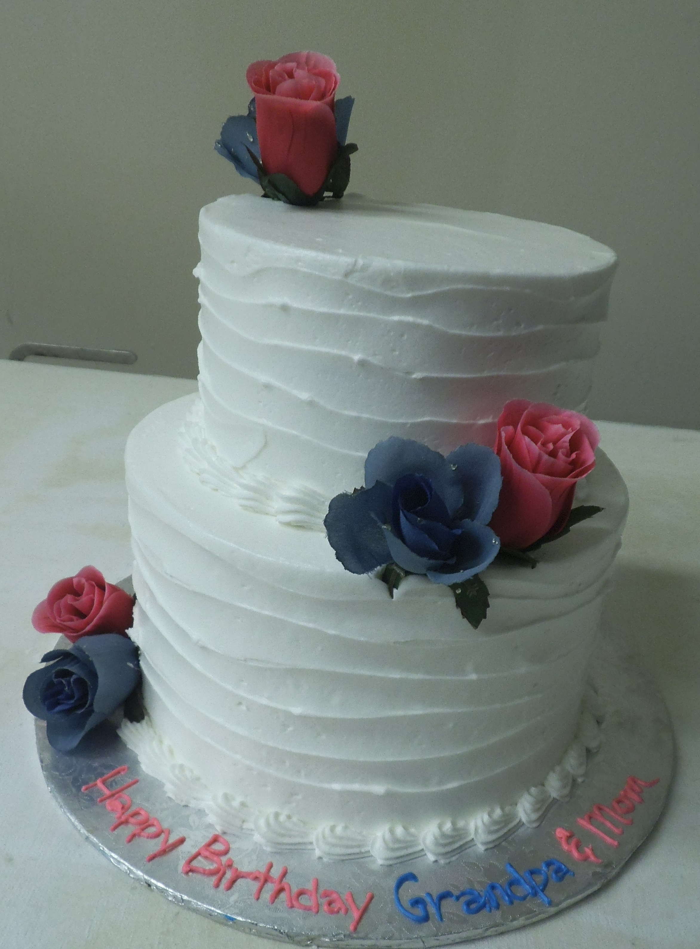 Rustic Nature, Silk Roses, 2 Tier Buttercream Cake For Woman