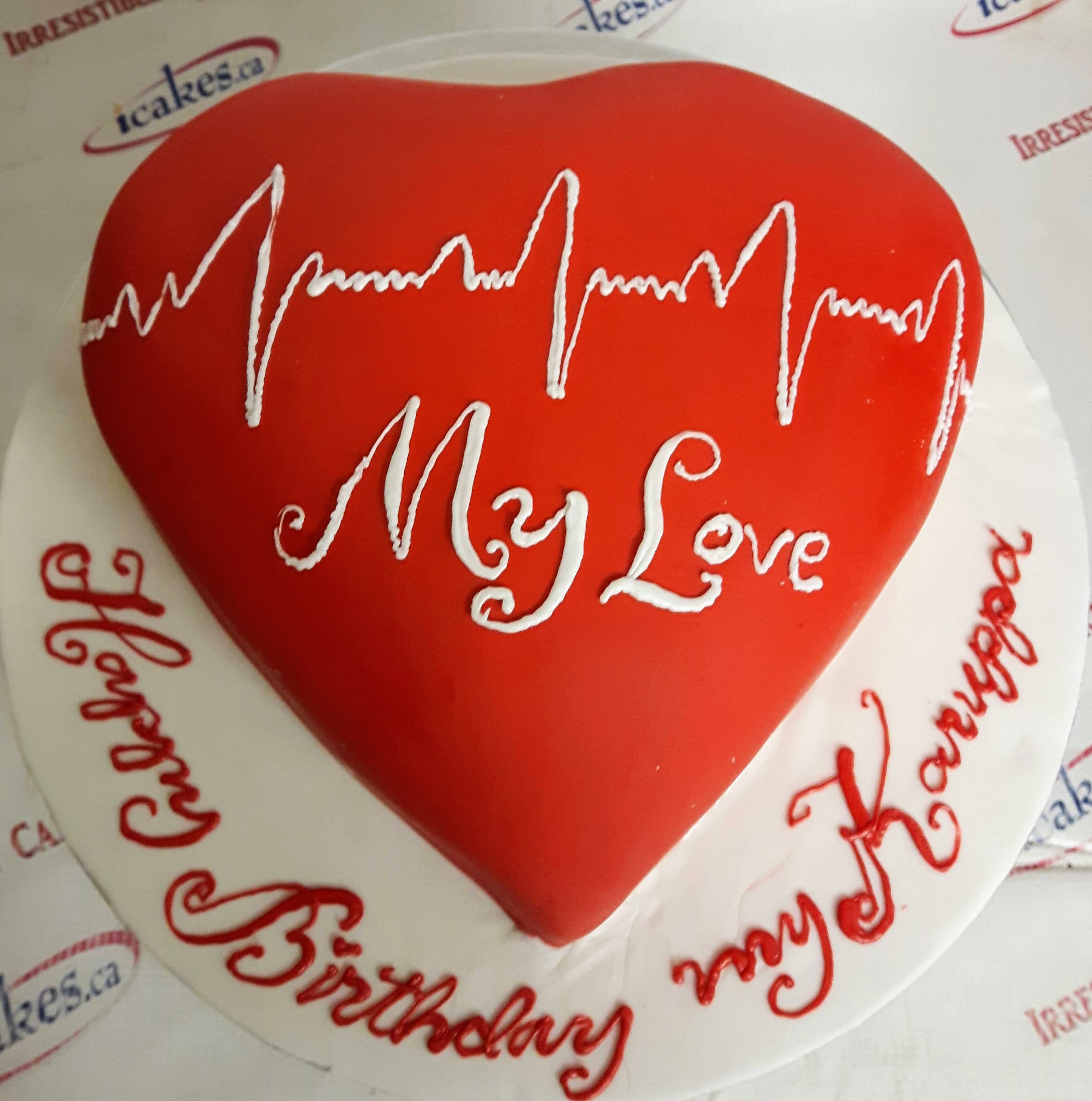 Love Heart Shape Fondant Birthday, Valentine, Engagement, Anniversary Cake