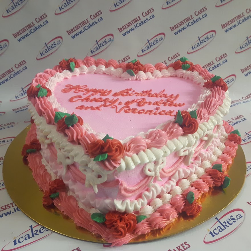Heart shape vintage buttercream anniversary, birthday cake for girl  or woman