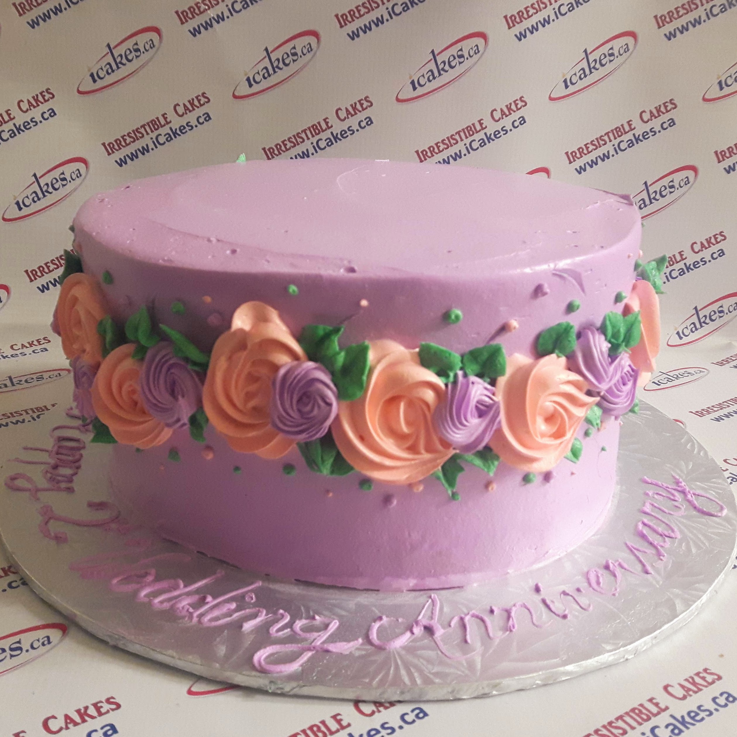 High Tall color Rosettes buttercream anniversary birthday cake