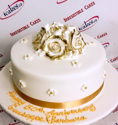 Exclusive  Fondant gumpaste roses exclusive 50th anniversary birthday cake from iCakes Woodbridge