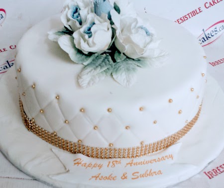 Exclusive fondant Asoke Subhra anniversary birthday cake from iCakes Woodbridge
