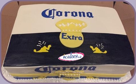 Corona Beer Bottle Silhouette Fondant Corporate Or Adult Birthday Cake