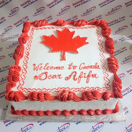 Maple Leaf Canada day Welcome to Canada cake Scarborough