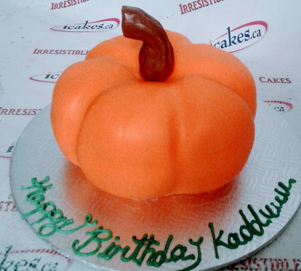 Pumpkin shape Halloween fondant cake from Irresistible Cakes Toronto