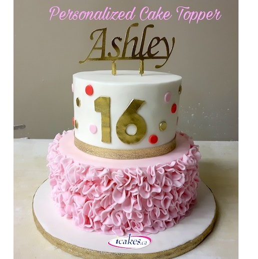 2 tier Ashley Petal Fondant Sweet Sixteen girl birthday Cake