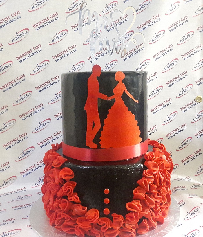 Silhouette couple  wedding engagement cake from Irresistible Cakes