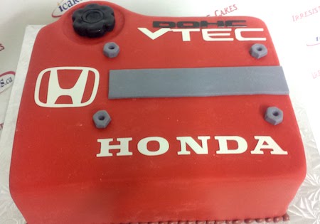 Honda Car, Engine Silhouette Birthday Cake For Man/Boy