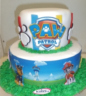Paw Patrol 2 Tier Fondant Kids Boy And Girl Birthday Cake