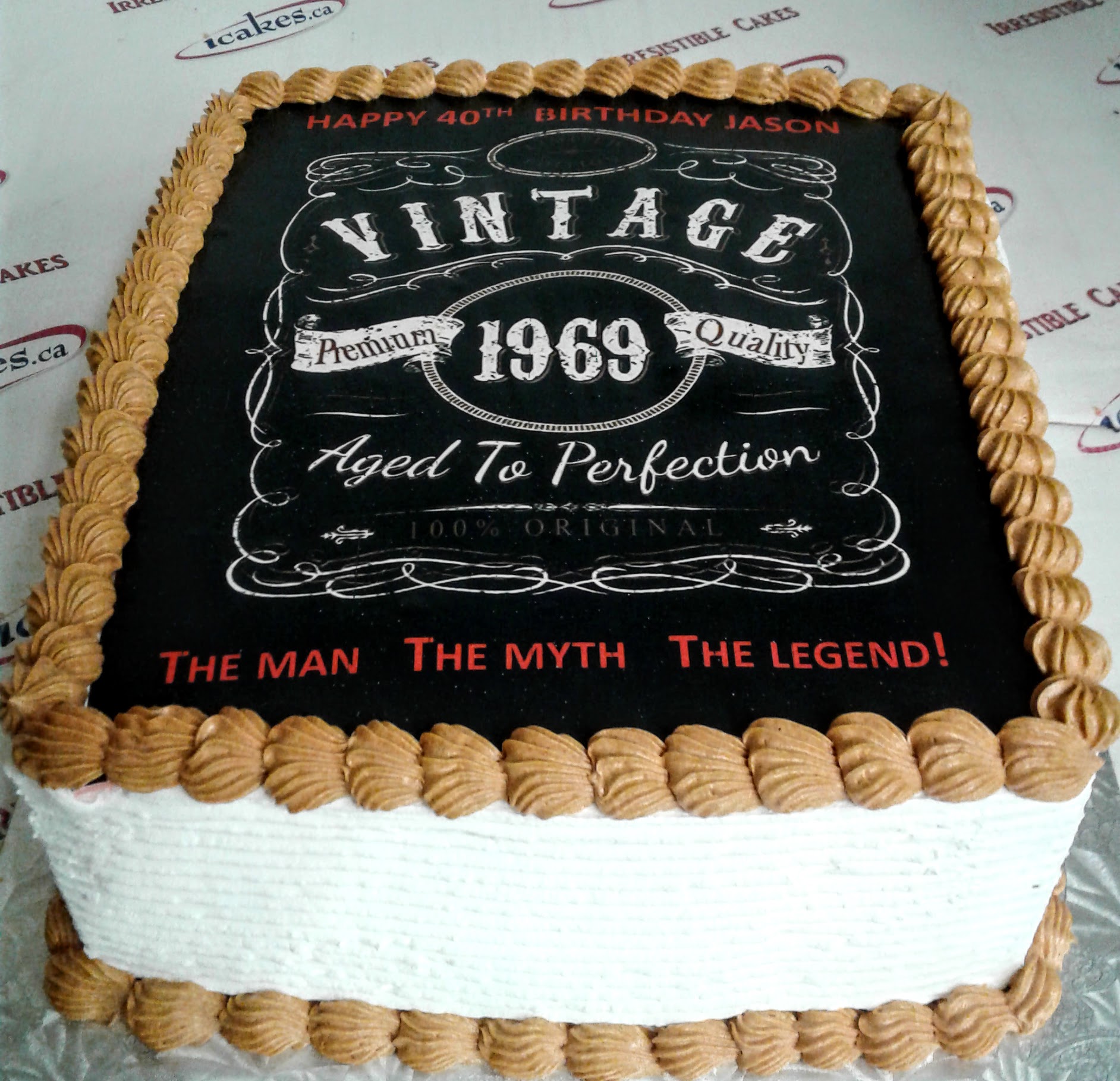 Vintage Dude, Full Page Picture, Buttercream Birthday Cake For Man