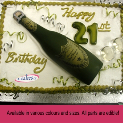 Krug Champagne, Wine Bottle, Buttercream Birthday Cake For Man
