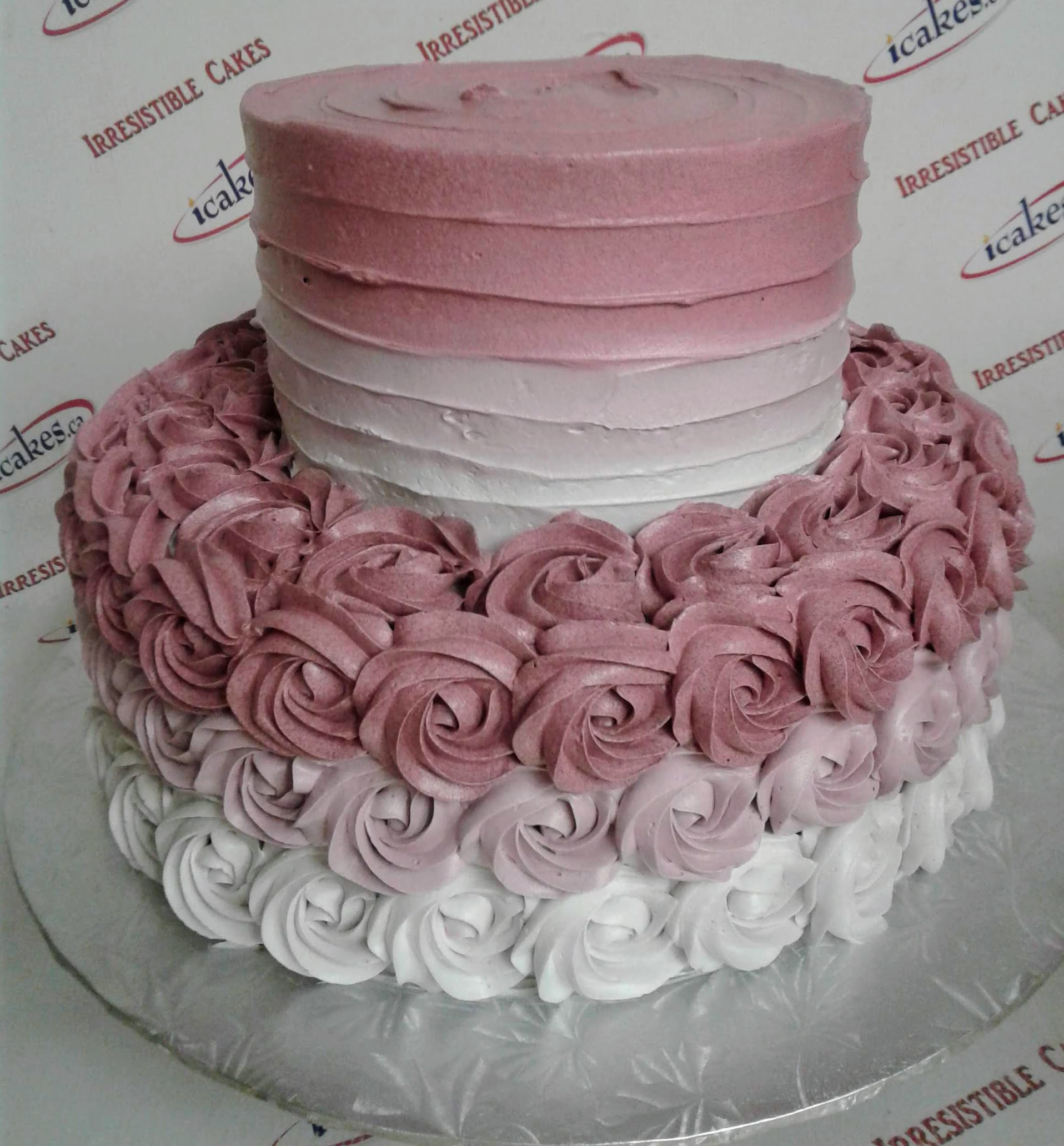 Rosette Ombre Buttercream 2 Tier Cake For Woman