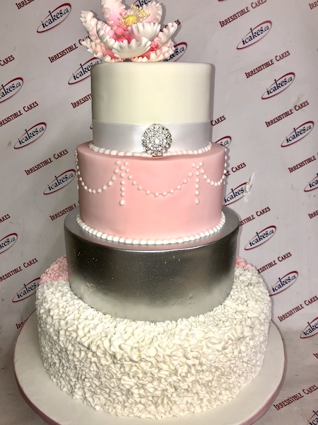 Gorgeous Exclusive Edible Peony Petals Wedding Cake