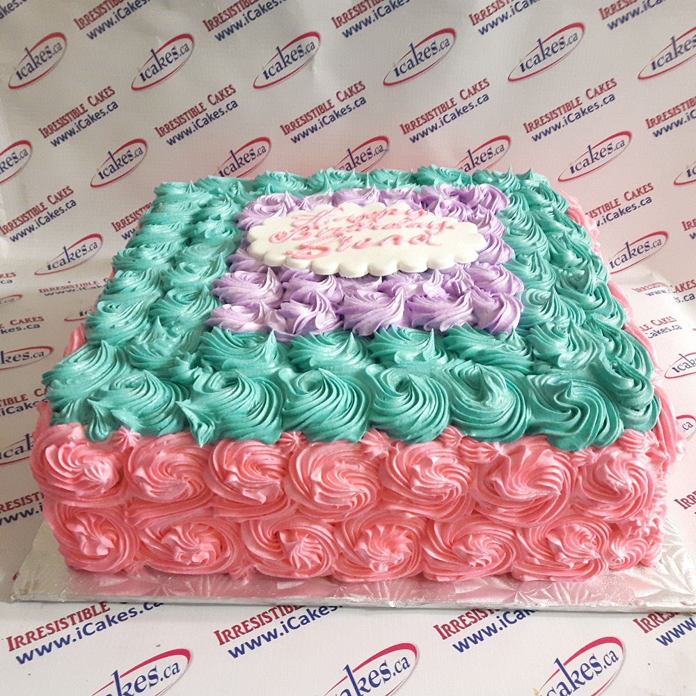 Rosette Ombre Buttercream Birthday Cake For Woman/Girl