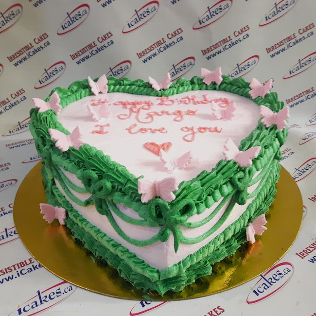 Heart shape vintage buttercream anniversary, birthday cake for girl  or woman