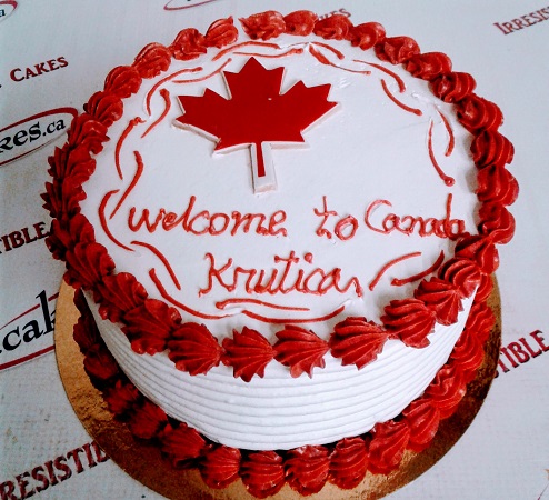 Maple Leaf Canada day Welcome to Canada cake Scarborough