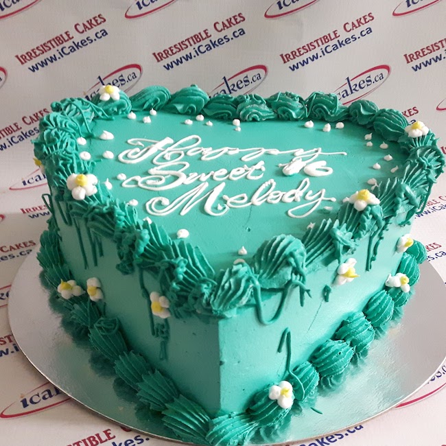 Heart shaped vintage  buttercream anniversary, birthday cake for girl  or woman