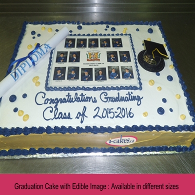 School Graduation, Logo Photo, Nut-Free, Regular Slab Buttercream Cake