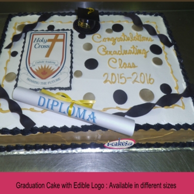 School Graduation, Logo Photo, Nut-Free, Regular Slab Buttercream Cake