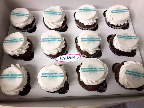 Corporate logo edible picture cupcakes