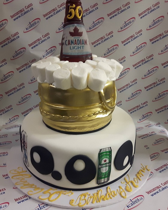 Wine/Champagne Bottle, Bucket, 2 Tier Birthday Cake For Man