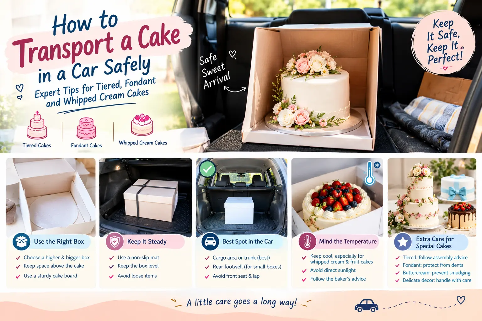 How to Transport a Cake in a Car: Tips for Tiered, Fondant and Whipped Cream Cakes
