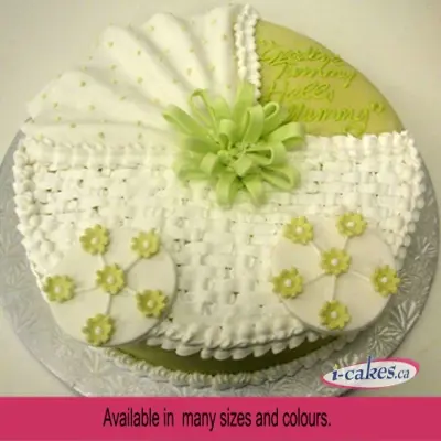 Flat Carriage Fondant Baby Shower Cake