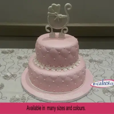 Stroller 2 Tier Fondant Baby Shower Cake
