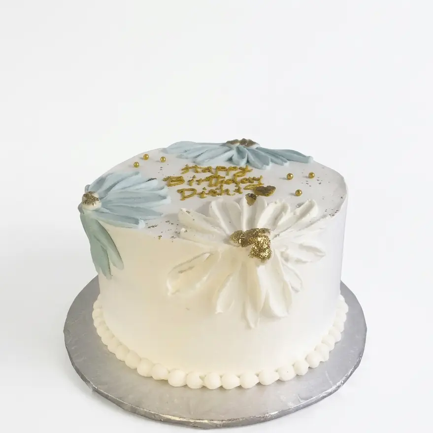Golden Daisy Palette Knife Cake